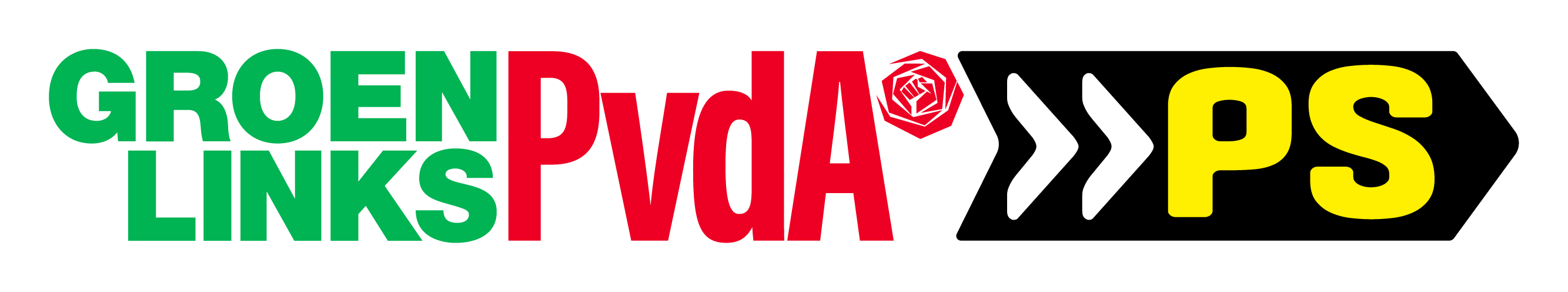 Logo's GroenLinks-PvdA en Progressief Schiedam